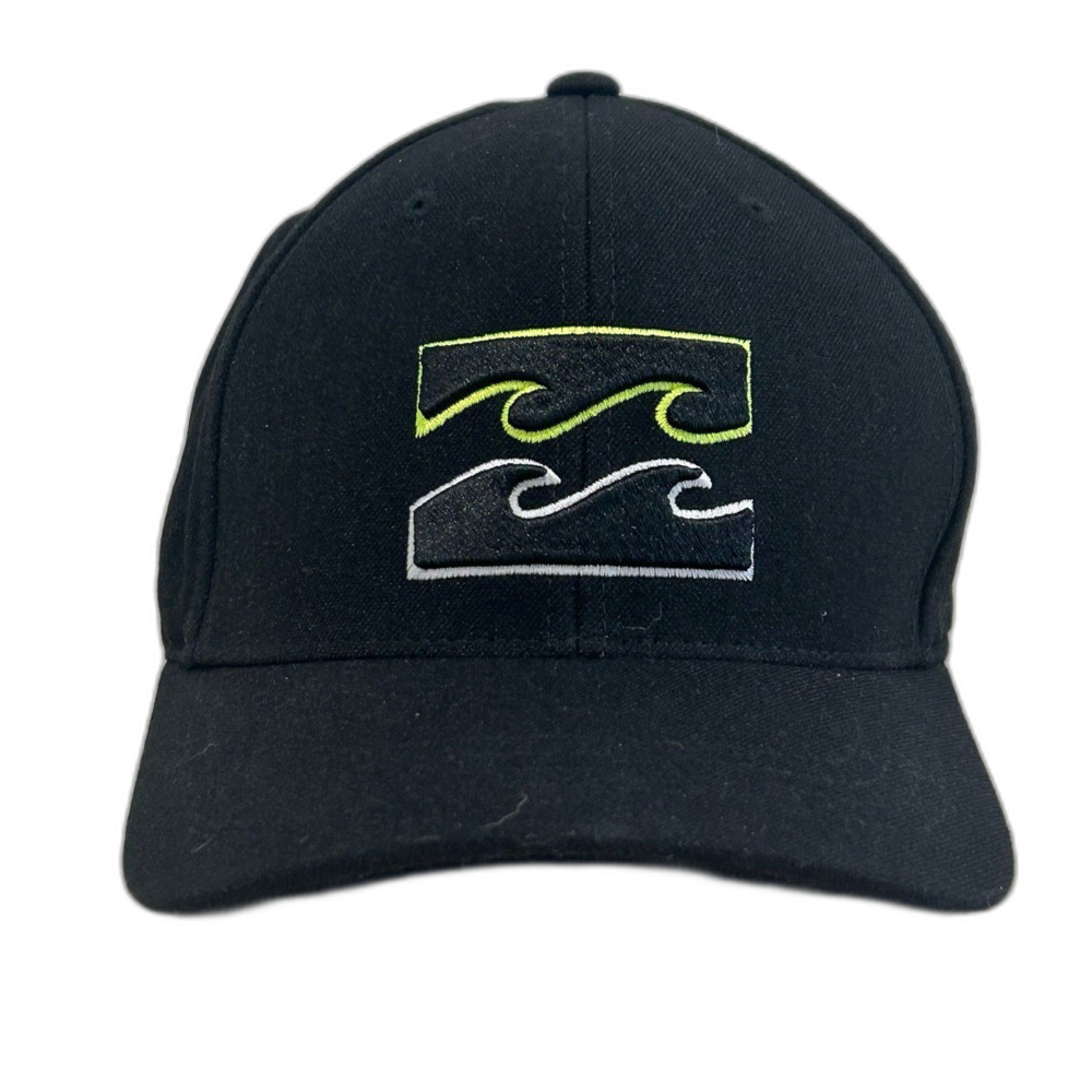 BillABong Cap Hat Men's FlexFit  Black Embroidered Waves Fitted Yupoong OSFA